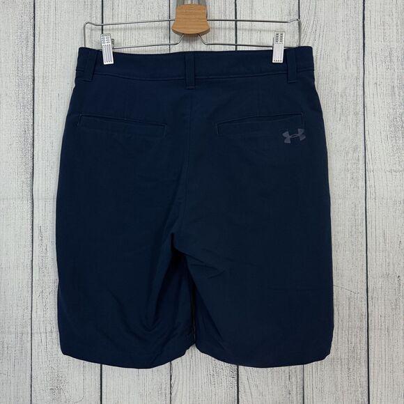 Under Armour Men's W30 Navy Polyester Shorts Golf Performance Lightweight Summer - Picture 2 of 6